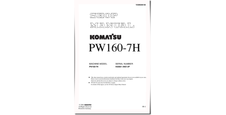 PW160-7 (SN from H50051) Wheeled Excavators (Germany) Workshop Manual (VEBM390100)