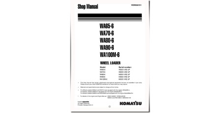 WA100M-6, WA65-6, WA70-6, WA80-6 and WA90-6 4WD Wheeled Loaders (Germany) Workshop Manual (VEBM550101)