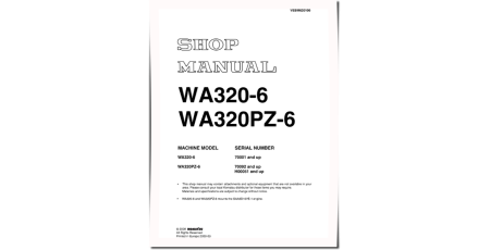 WA320-6 (SN from 70001), WA320PZ-6 (SN from 70092, H00051-) 4WD Wheeled Loaders (Germany) Workshop Manual (VEBM620100)