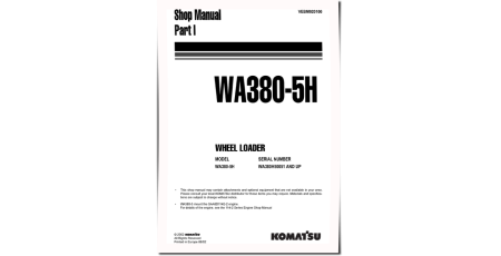 WA380-5-H (SN from H50051) 4WD Wheeled Loaders (Germany) Workshop Manual (VEBM920100)
