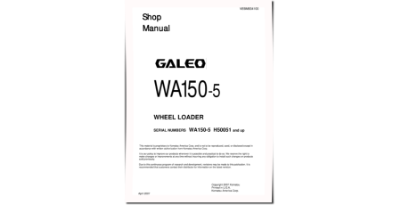 WA150-5 (SN from H50051) 4WD Wheeled Loaders (Germany) Workshop Manual (VEBM934100)