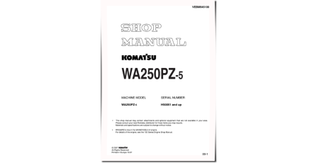 WA250PZ-5 (SN from H50051) 4WD Wheeled Loaders (Germany) Workshop Manual (VEBM945100)