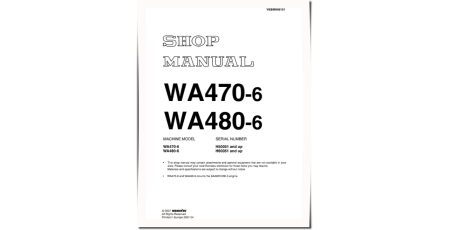 WA470-6 (SN from H50051) and WA480-6 (SN from H60051) 4WD Wheeled Loaders (Germany) Workshop Manual (VEBM946101)