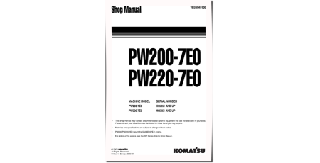 PW200-7 (SN from H55051) and PW220-7 (SN from H65051) Wheeled Excavators (Germany) Workshop Manual (VEBM949100)