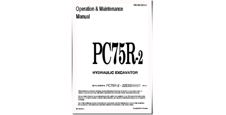 PC75R-2 (SN: 22E5200001-5200762) Crawler Excavators (Italy) Operate and Maintenance manual (WEAD002800A)