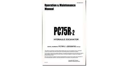PC75R-2 (SN: 22E5200763-5210000) Crawler Excavators (Italy) Operate and Maintenance manual (WEAD002801)