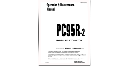PC95R-2 (SN:21D5200001-5200329, 5210001-5200329) Crawler Excavators (Italy) Operate and Maintenance manual (WEAD002900)