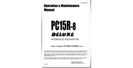 PC15R-8 (SN from F22262) Crawler Excavators (Italy) Operate and Maintenance manual (WEAD003001)