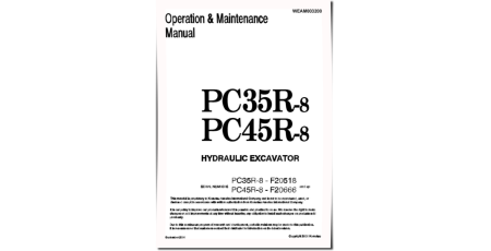 PC35R-8 (SN:F20518-20931), PC45R-8 (SN:F20666-21250) Crawler Excavators (Japan) Operate and Maintenance manual (WEAD003200)