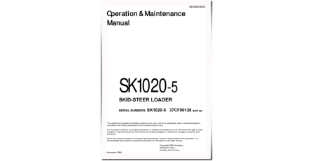 SK1020-5 (SN from 37CF00126) Skid Steer Loaders (Italy) Operate and Maintenance manual (WEAD004803)