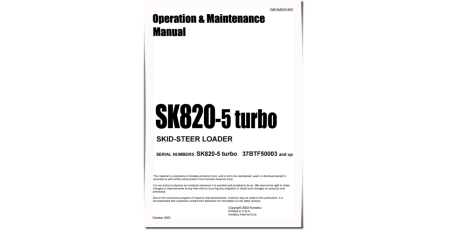 SK820-5 turbo (SN: 37BTF50003-50100) Skid Steer Loaders (Italy) Operate and Maintenance manual (WEAD005400)