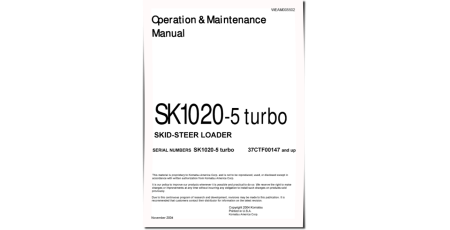 SK1020-5 turbo (SN.from 37CTF00147) Skid Steer Loaders (Italy) Operate and Maintenance manual (WEAD005502)