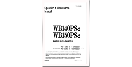 WB140PS-2 and WB150PS-2 Backhoe Loaders (Italy) Operate and Maintenance manual (WEAM002201)