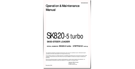 SK820-5 turbo (SN from 37BTF50101) Skid Steer Loaders (Italy) Operate and Maintenance manual (WEAM005402)