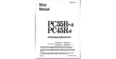 PC35R-8 (SN: F20518-20931) and PC45R-8 (SN: F20666-21250) Crawler Excavators (Japan) Workshop Manual (WEBD003000)