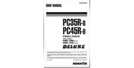 PC35R-8 (SN from F20932) and PC45R-8 (SN from F21251) Crawler Excavators (Japan) Workshop Manual (WEBD003900)