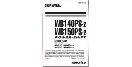 WB140PS-2 and WB150PS-2 Backhoe Loaders (Italy) Workshop Manual (WEBD004300)