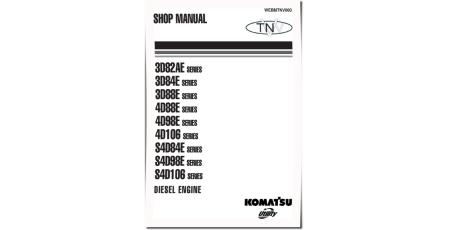 3D82AE-5, 3D84E-5, 3D88E-5, (S)4D106-2, 4D88E-5, (S)4D98E-2, S4D84E-5 Diesel Engines (Yanmar) Shop Manual (WEBMTNV000)