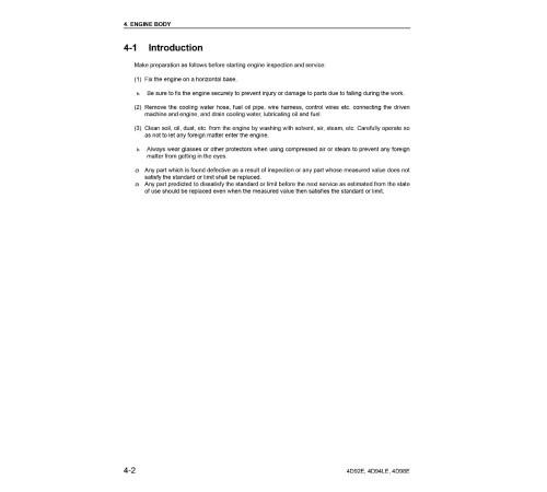 Komatsu 4D92E, 4D94LE, 4D98E Diesel Engines (applicable for FD20..30-14, FD20..35-16 Forklift Trucks) Service Manual (4D94E-BE4_SM197) Komatsu 4D92E, 4D94LE, 4D98E Diesel Engines (applicable for FD20..30-14, FD20..35-16 Forklift Trucks) Service Manual (4D94E-BE4_SM197)