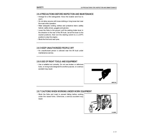 Komatsu FD35/45(Y),FD40(Y,Z,YZ),FD50A(Y)-10 Diesel; FG35,FG40(Z),FG45(A)-10 LPG Forklift Trucks Operate&Maintenance manual (AEC10E1-02) Komatsu FD35/45(Y),FD40(Y,Z,YZ),FD50A(Y)-10 Diesel; FG35,FG40(Z),FG45(A)-10 LPG Forklift Trucks Operate&Maintenance manual (AEC10E1-02)
