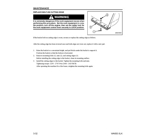 Komatsu WA600-3-LK (SN from A53001) 4WD Wheeled Loaders (USA) Operate and Maintenance manual (CEAD008201) Komatsu WA600-3-LK (SN from A53001) 4WD Wheeled Loaders (USA) Operate and Maintenance manual (CEAD008201)