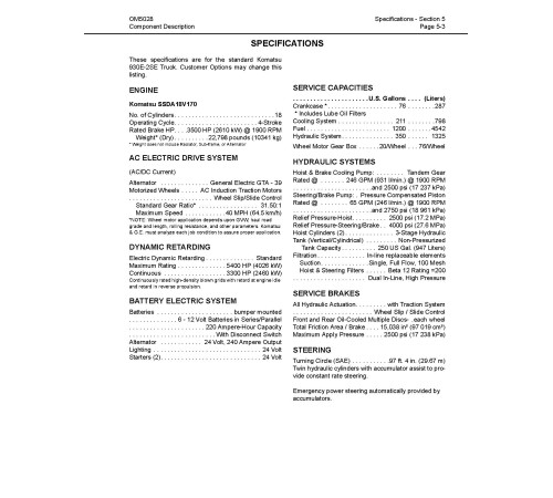 Komatsu 930E-2-SE (SN: A30171-30171) Electric Dump Trucks (USA) Operate and Maintenance manual (CEAD010500) Komatsu 930E-2-SE (SN: A30171-30171) Electric Dump Trucks (USA) Operate and Maintenance manual (CEAD010500)