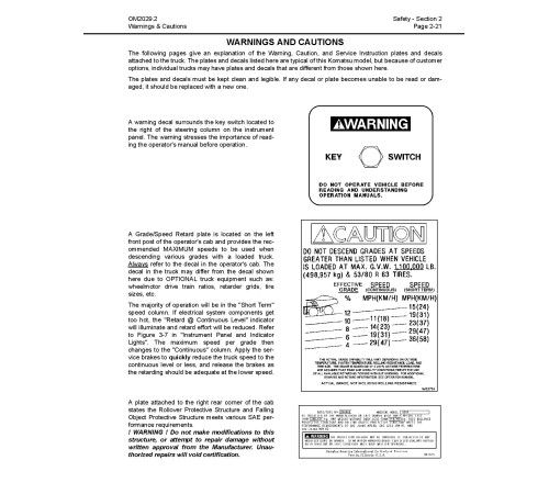 Komatsu 930E-2-SE (SN: A30171-30171) Electric Dump Trucks (USA) Operate and Maintenance manual (CEAD010500) Komatsu 930E-2-SE (SN: A30171-30171) Electric Dump Trucks (USA) Operate and Maintenance manual (CEAD010500)
