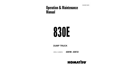 830E (SN: A30708-30732) Electric Dump Trucks (USA) Operate and Maintenance manual (CEAD013400)