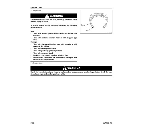 Komatsu WA320-5L (SN from A32001) 4WD Wheeled Loaders (Japan) Operate and Maintenance manual (CEAM012202) Komatsu WA320-5L (SN from A32001) 4WD Wheeled Loaders (Japan) Operate and Maintenance manual (CEAM012202)