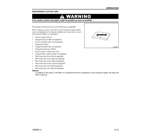 Komatsu HM350-1L (SN from A10001) Articulated Dump Trucks (USA) Operate and Maintenance manual (CEAM015501) Komatsu HM350-1L (SN from A10001) Articulated Dump Trucks (USA) Operate and Maintenance manual (CEAM015501)