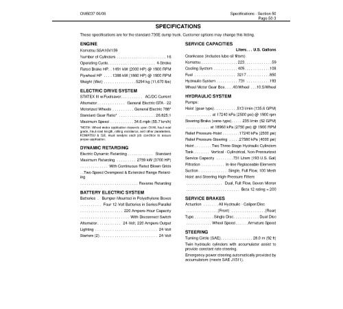 Komatsu 730E (SN: A30427-30538) Electric Dump Trucks (USA) Operate and Maintenance manual (CEAM018100) Komatsu 730E (SN: A30427-30538) Electric Dump Trucks (USA) Operate and Maintenance manual (CEAM018100)