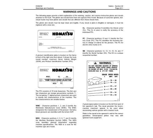 Komatsu 730E Trolley (SN:A30431-30432;A30460-30464;A30467-30469) Electric Dump Trucks Operate and Maintenance manual (CEAM020701) Komatsu 730E Trolley (SN:A30431-30432;A30460-30464;A30467-30469) Electric Dump Trucks Operate and Maintenance manual (CEAM020701)