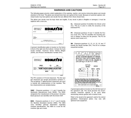 Komatsu 730E (SN: A30552-30596) Electric Dump Trucks (USA) Operate and Maintenance manual (CEAM020902) Komatsu 730E (SN: A30552-30596) Electric Dump Trucks (USA) Operate and Maintenance manual (CEAM020902)