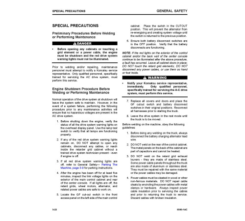 Komatsu 830E-1-AC (SN: A30339-30560) Electric Dump Trucks (USA) Operate and Maintenance manual (CEAM022303) Komatsu 830E-1-AC (SN: A30339-30560) Electric Dump Trucks (USA) Operate and Maintenance manual (CEAM022303)