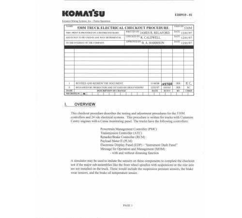 Komatsu HD1500-5 (SN from A30039) Rigid Dump Trucks (USA) Field Assembly Manual (CEAW003001) Komatsu HD1500-5 (SN from A30039) Rigid Dump Trucks (USA) Field Assembly Manual (CEAW003001)