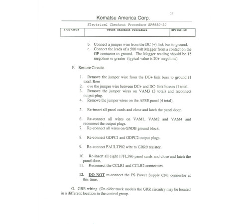 Komatsu 930E-3-SE (SN from A30318) Electric Dump Trucks (USA) Field Assembly Manual (CEAW004001) Komatsu 930E-3-SE (SN from A30318) Electric Dump Trucks (USA) Field Assembly Manual (CEAW004001)