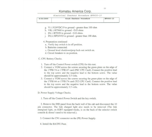 Komatsu 930E-4 (SN: A30462-30748) Electric Dump Trucks (USA) Field Assembly Manual (CEAW004600D) Komatsu 930E-4 (SN: A30462-30748) Electric Dump Trucks (USA) Field Assembly Manual (CEAW004600D)