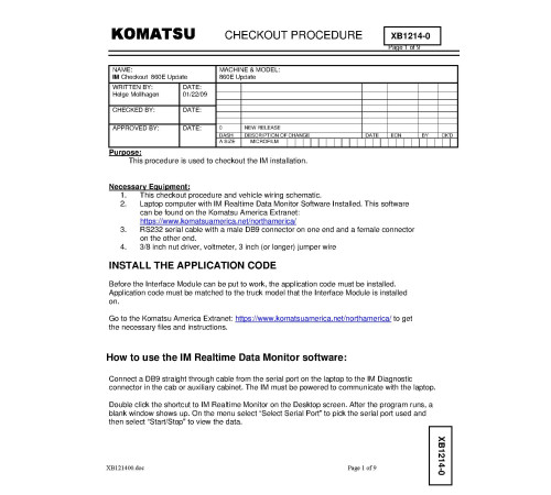 Komatsu 860E-1-KT (SN: A30003-30030) Electric Dump Trucks (USA) Field Assembly Manual (CEAW005702) Komatsu 860E-1-KT (SN: A30003-30030) Electric Dump Trucks (USA) Field Assembly Manual (CEAW005702)