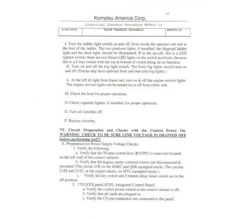 Komatsu 830E-1-AC (SN: A30240-30261) Electric Dump Trucks (USA) Field Assembly Manual (CEAW006300) Komatsu 830E-1-AC (SN: A30240-30261) Electric Dump Trucks (USA) Field Assembly Manual (CEAW006300)