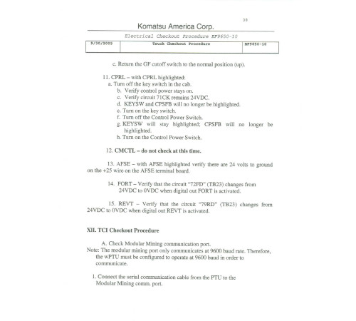 Komatsu 830E-1-AC (SN: A30561-30565) Electric Dump Trucks (USA) Field Assembly Manual (CEAW006700) Komatsu 830E-1-AC (SN: A30561-30565) Electric Dump Trucks (USA) Field Assembly Manual (CEAW006700)