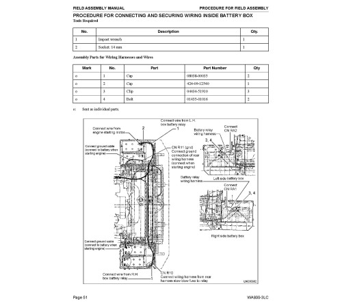 Komatsu WA800-3-LC (SN from A50001) 4WD Wheeled Loaders (USA) Field Assembly Manual (CEAWD00100) Komatsu WA800-3-LC (SN from A50001) 4WD Wheeled Loaders (USA) Field Assembly Manual (CEAWD00100)