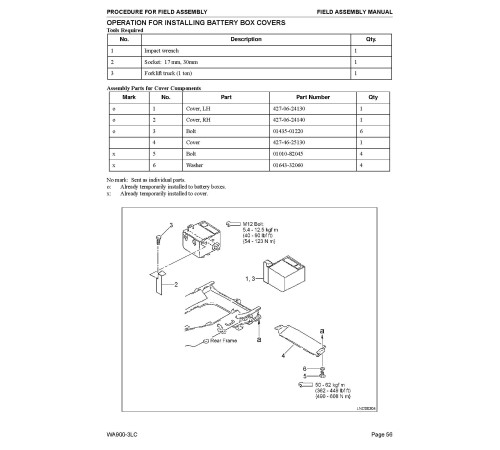Komatsu WA900-3-LC (SN from A50001) 4WD Wheeled Loaders (USA) Field Assembly Manual (CEAWD00200) Komatsu WA900-3-LC (SN from A50001) 4WD Wheeled Loaders (USA) Field Assembly Manual (CEAWD00200)