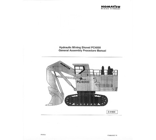 Komatsu PC4000-6 (SN: 8152-8155) Crawler Excavators (Germany) Field Assembly Manual (CEAWDPC4000) Komatsu PC4000-6 (SN: 8152-8155) Crawler Excavators (Germany) Field Assembly Manual (CEAWDPC4000)