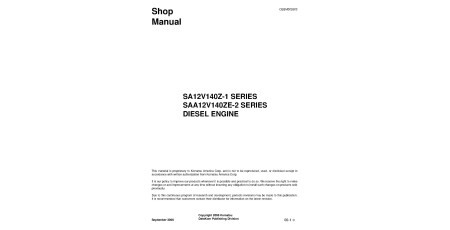 SA12V140Z-1 and SAA12V140ZE-2 Diesel Engines (Japan) Workshop Manual (CEBM002603)