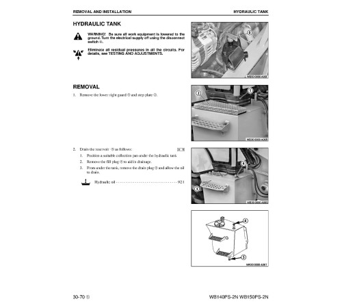 Komatsu WB140PS-2-N and WB150PS-2-N Backhoe Loaders with S4D106-1 engine (USA) Workshop Manual (CEBM012801) Komatsu WB140PS-2-N and WB150PS-2-N Backhoe Loaders with S4D106-1 engine (USA) Workshop Manual (CEBM012801)