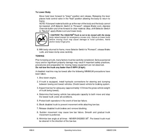 Komatsu Haulpack 830E (SN: AFE32-A - AFE32-BN) Electric Dump Trucks (USA) Operators Manual (DG621) Komatsu Haulpack 830E (SN: AFE32-A - AFE32-BN) Electric Dump Trucks (USA) Operators Manual (DG621)