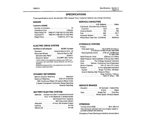Komatsu 730E (SN: A30123-30180) Electric Dump Trucks (USA) Operate and Maintenance manual (DG756) Komatsu 730E (SN: A30123-30180) Electric Dump Trucks (USA) Operate and Maintenance manual (DG756)