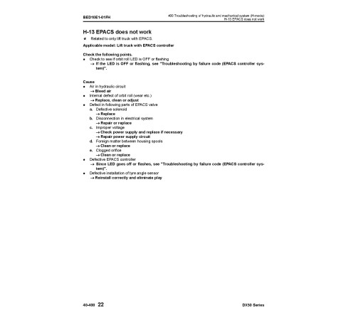 Komatsu DX50 Series FD60-10, FD70-10, FD80-10 (SN: 55001-) Diesel Forklift Trucks Workshop Manual (BED10E1-07) Komatsu DX50 Series FD60-10, FD70-10, FD80-10 (SN: 55001-) Diesel Forklift Trucks Workshop Manual (BED10E1-07)
