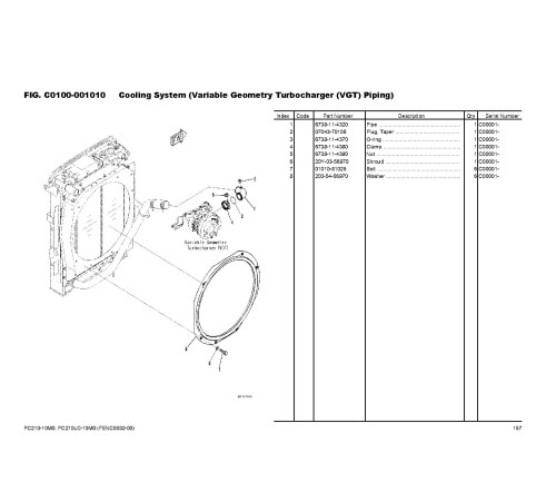 Komatsu PC210-10M0, PC210LC-10M0 (SN:C00001-) Crawler Excavators, SAA6D107E-1 Diesel Engines (Asia) Parts Catalog (FENC0032-00)