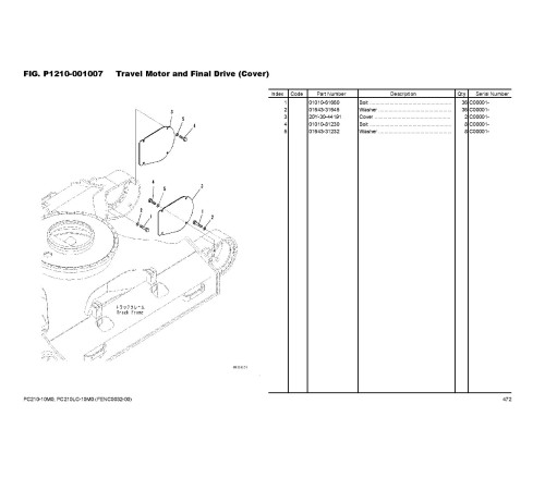 Komatsu PC210-10M0, PC210LC-10M0 (SN:C00001-) Crawler Excavators, SAA6D107E-1 Diesel Engines (Asia) Parts Catalog (FENC0032-00)